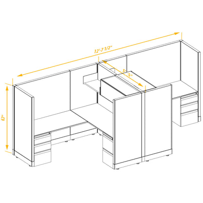 Workstation Desk 67H 2pack cluster