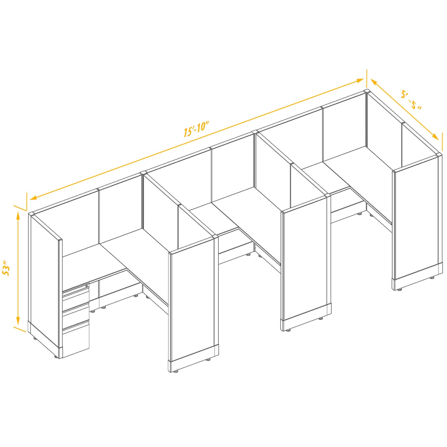 Workstation Desk 53H 3pack inline
