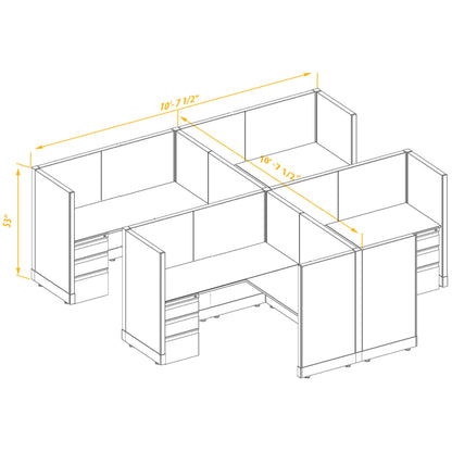 Workstation Desk 53H 4pack cluster