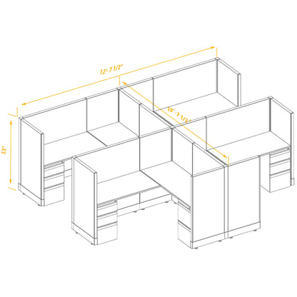 Workstation Desk 53H 4pack cluster