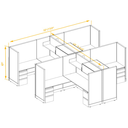 Workstation Desk 67H 4pack cluster