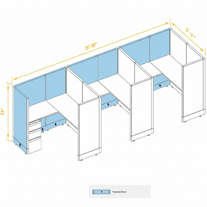 Workstation Desk 53H 3pack inline