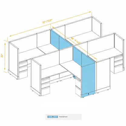 Workstation Desk 53H 4pack cluster