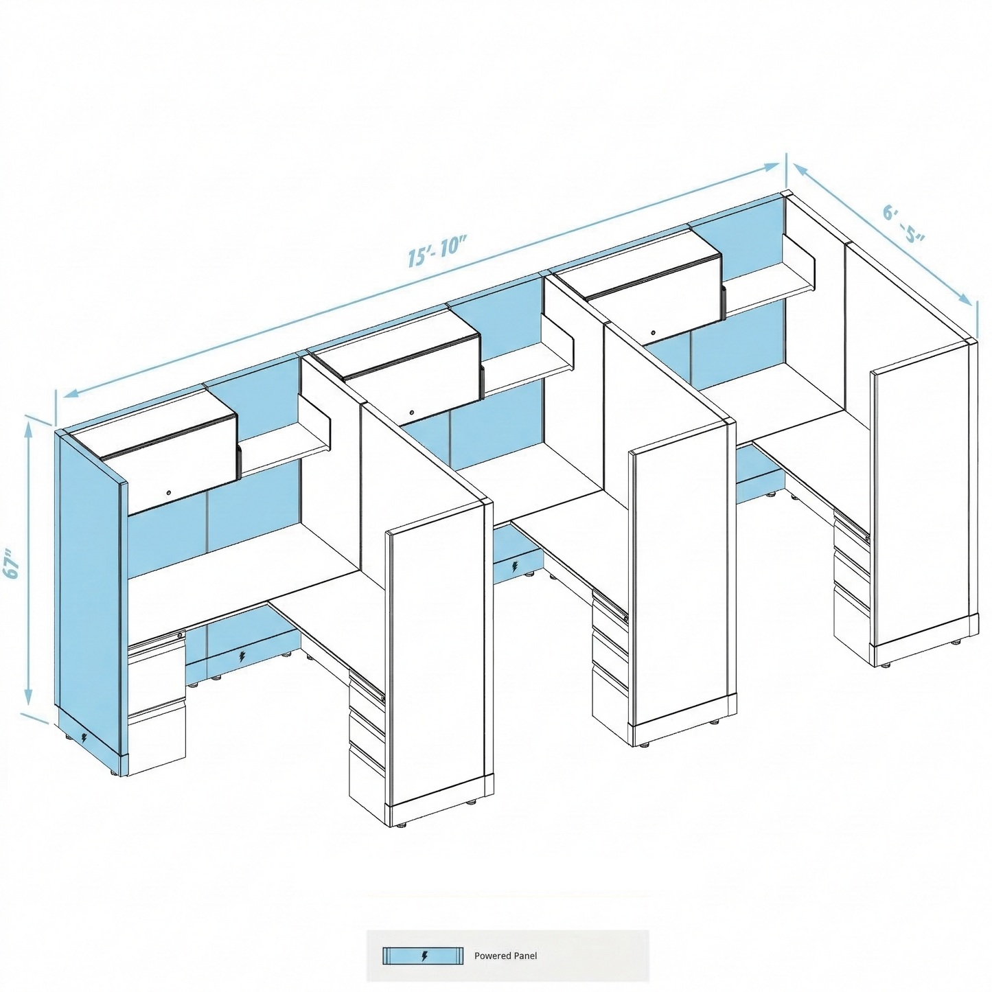 Workstation Desk 67H 3pack inline