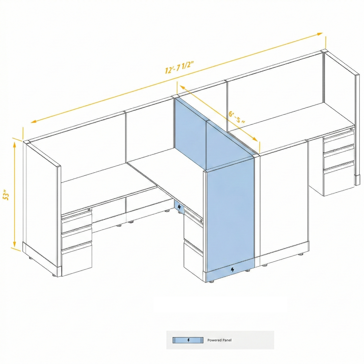 Workstation Desk 53H 2pack cluster