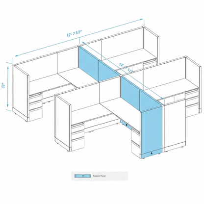 Workstation Desk 53H 4pack cluster