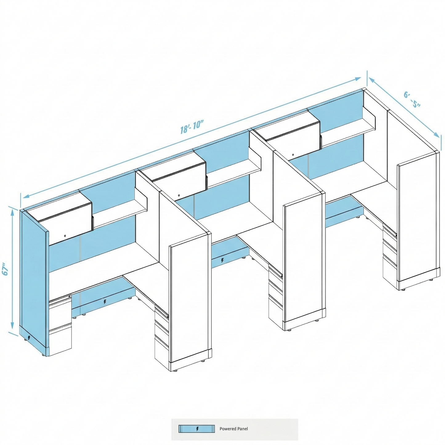 Workstation Desk 67H 3pack inline