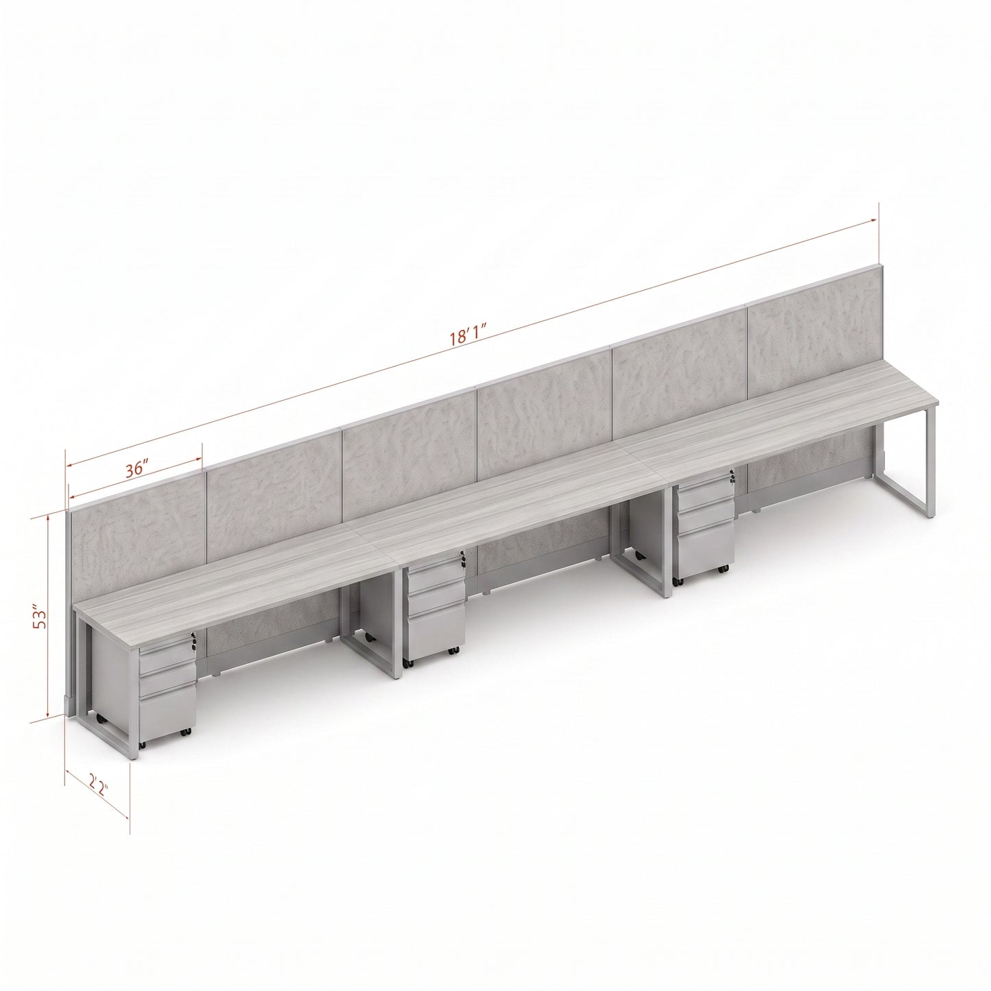 Open Workstation 53H 3pack Inline