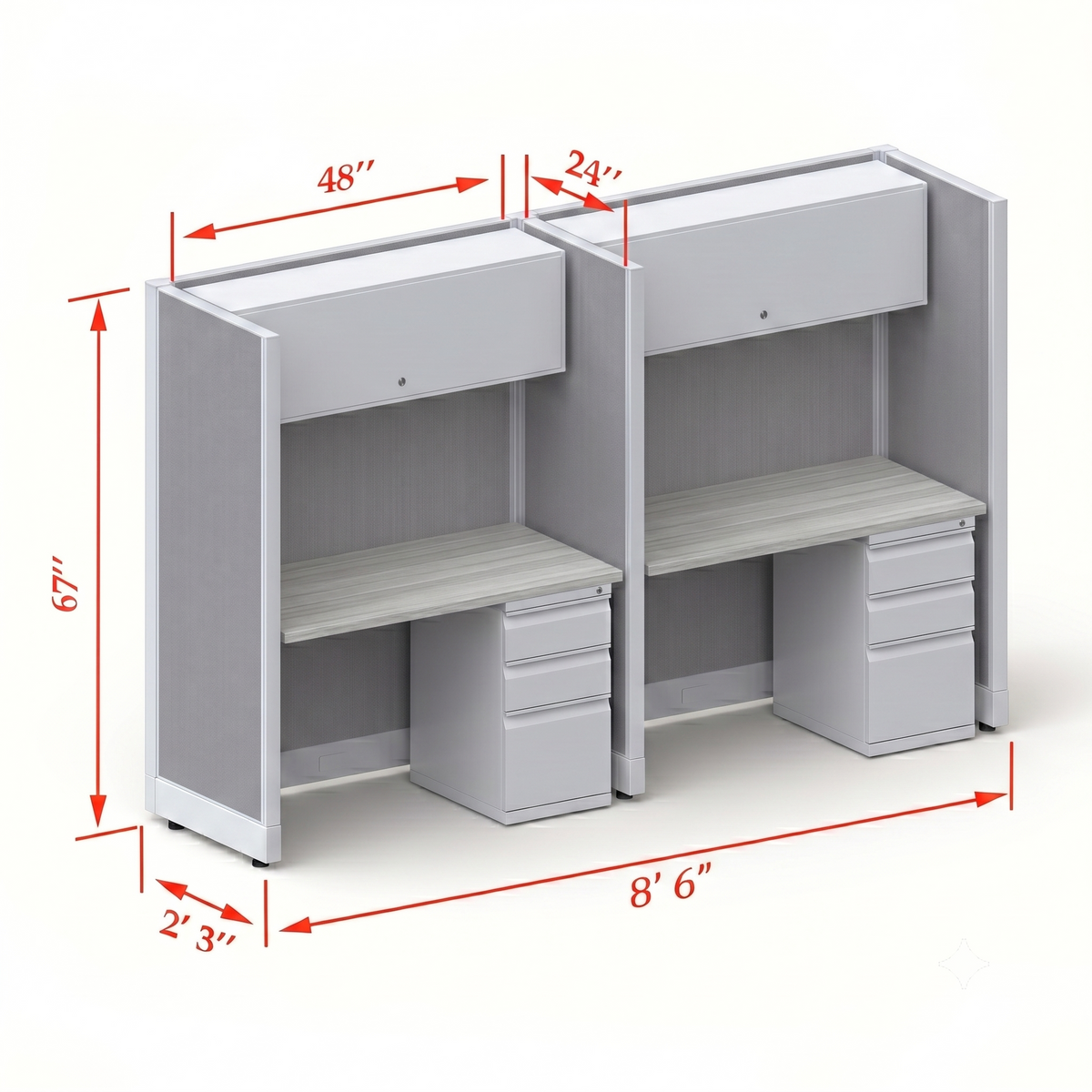 Cubicle Stations 67H 2pack Inline