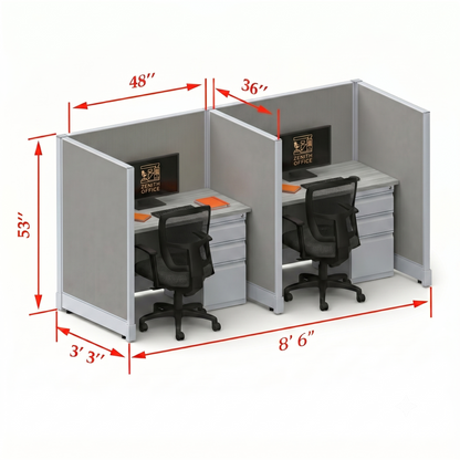 Office Cubicle Desk 53H 2pack Inline