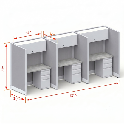 Cubicle Stations 67H 3pack Inline