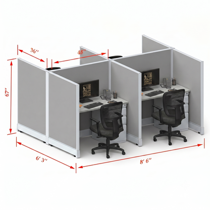 Office Cubicle Desk 53H 4pack Cluster