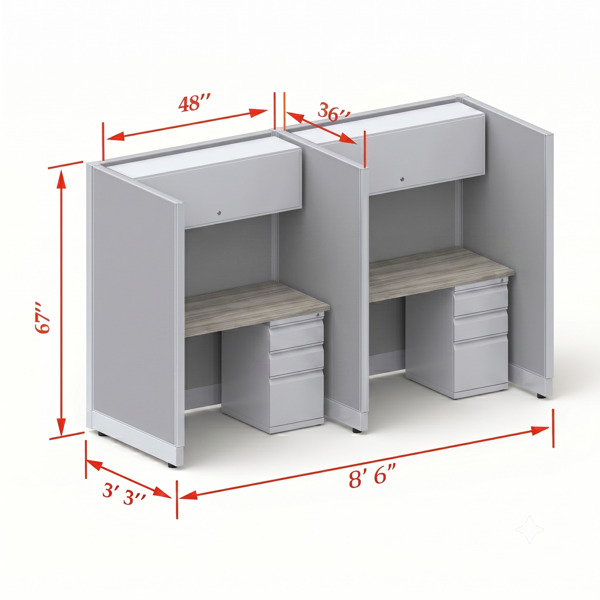 Cubicle Stations 67H 2pack Inline
