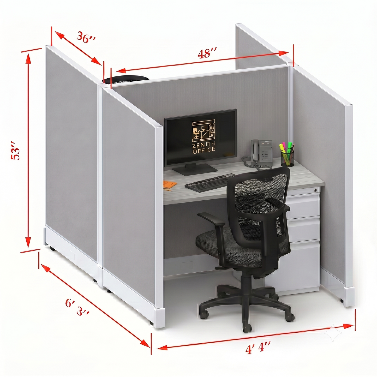Office Cubicle Desk 53H 2pack Cluster