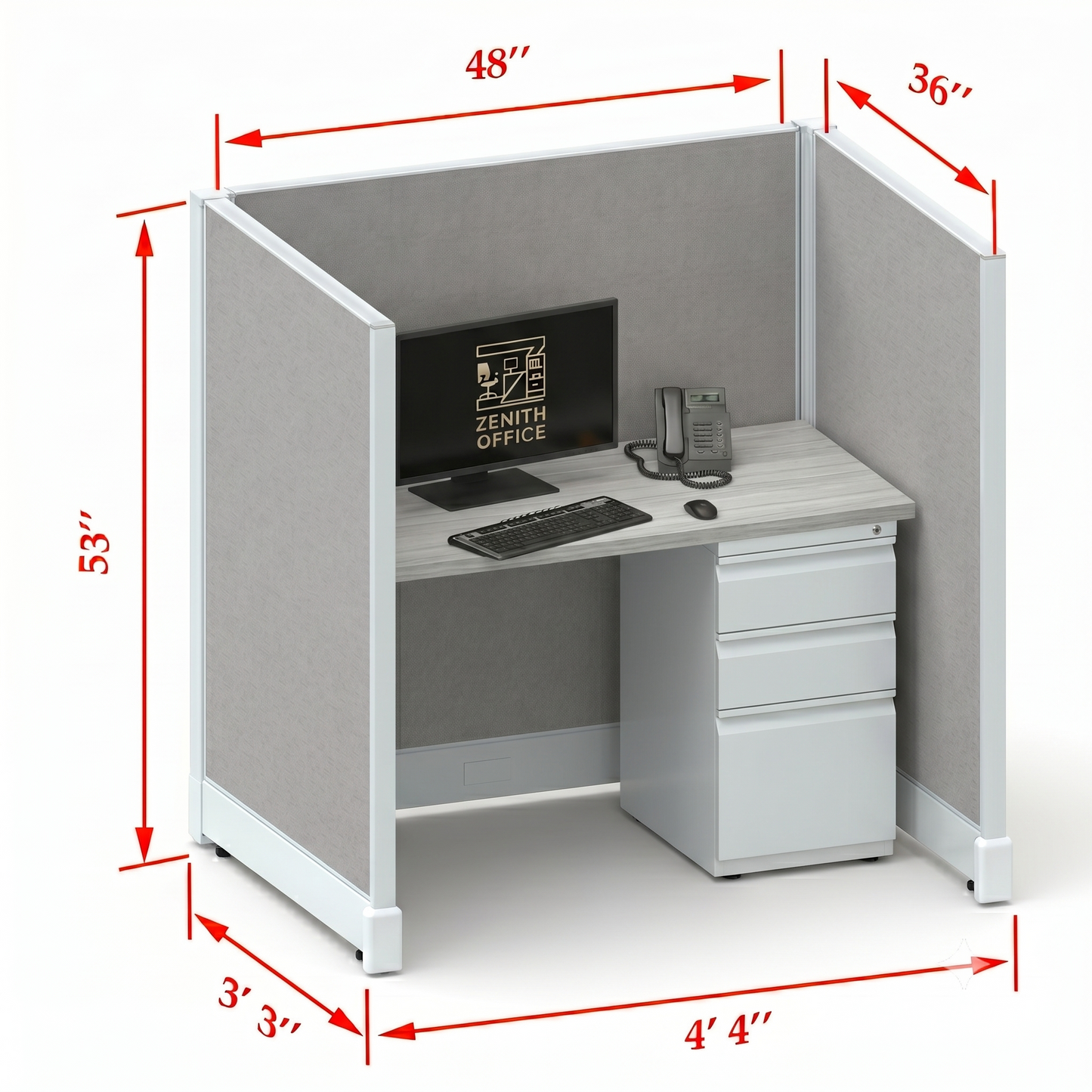 Office Cubicle Desk 53H Single