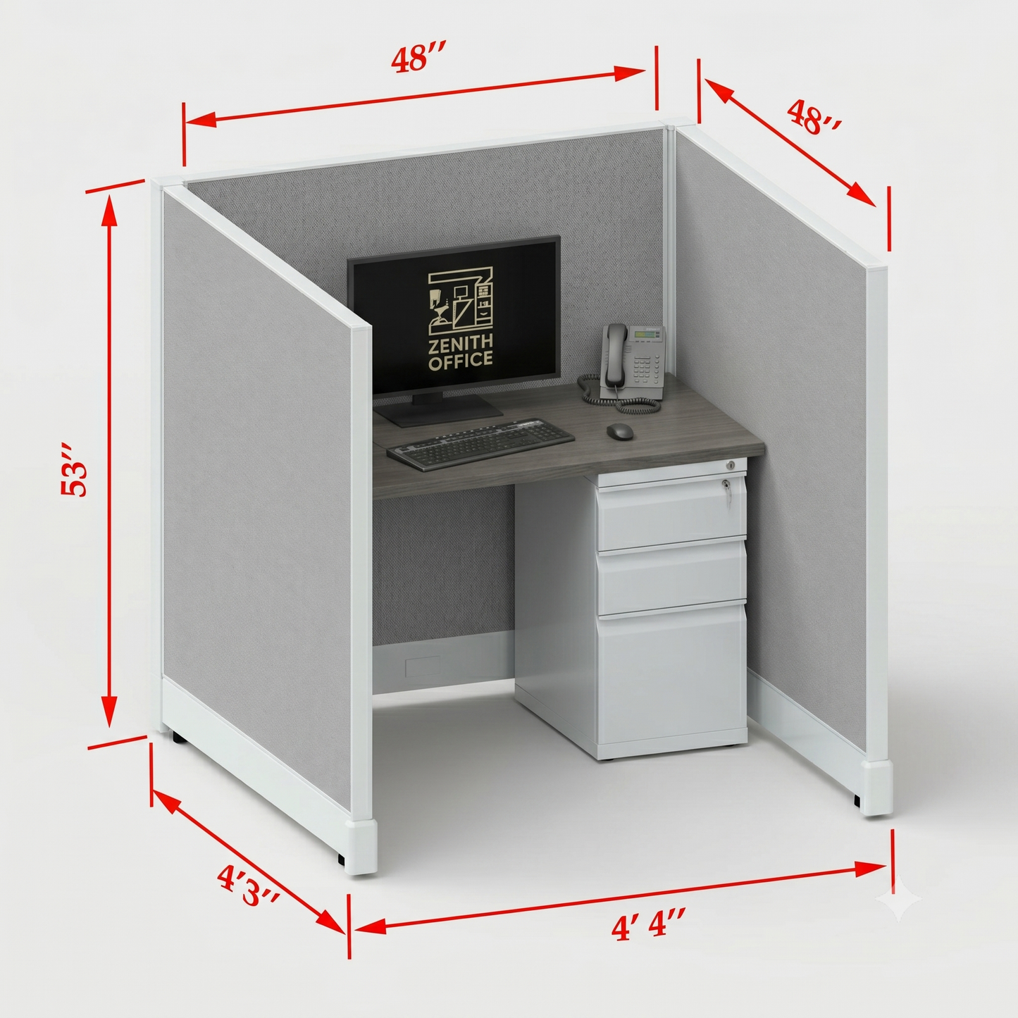 Office Cubicle Desk 53H Single
