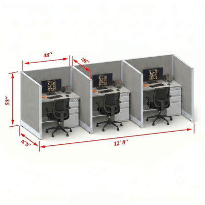 Office Cubicle Desk 53H 3pack Inline
