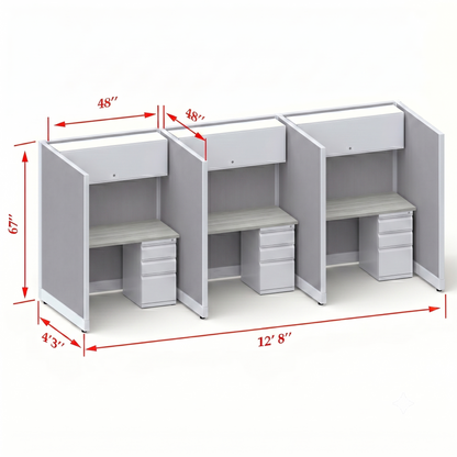 Cubicle Stations 67H 3pack Inline