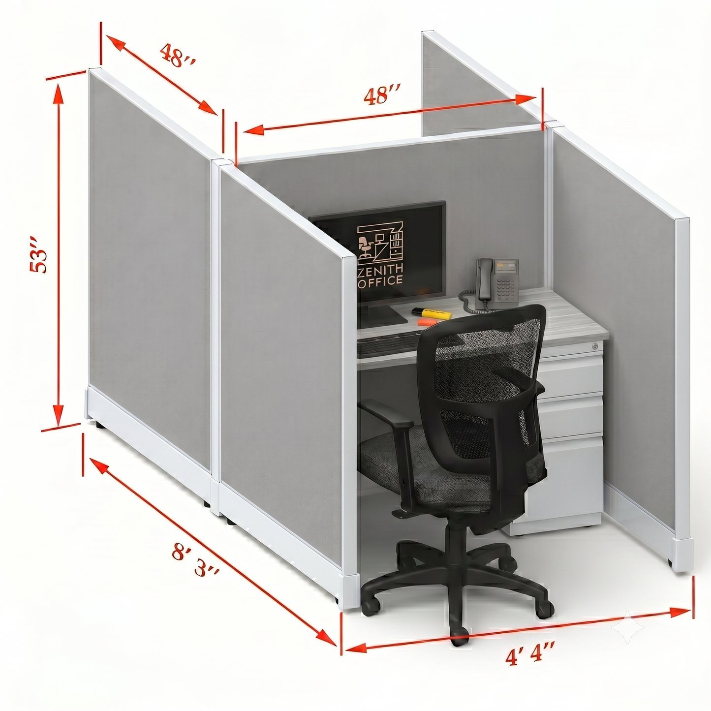 Office Cubicle Desk 53H 2pack Cluster