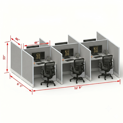 Office Cubicle Desk 53H 6pack Cluster