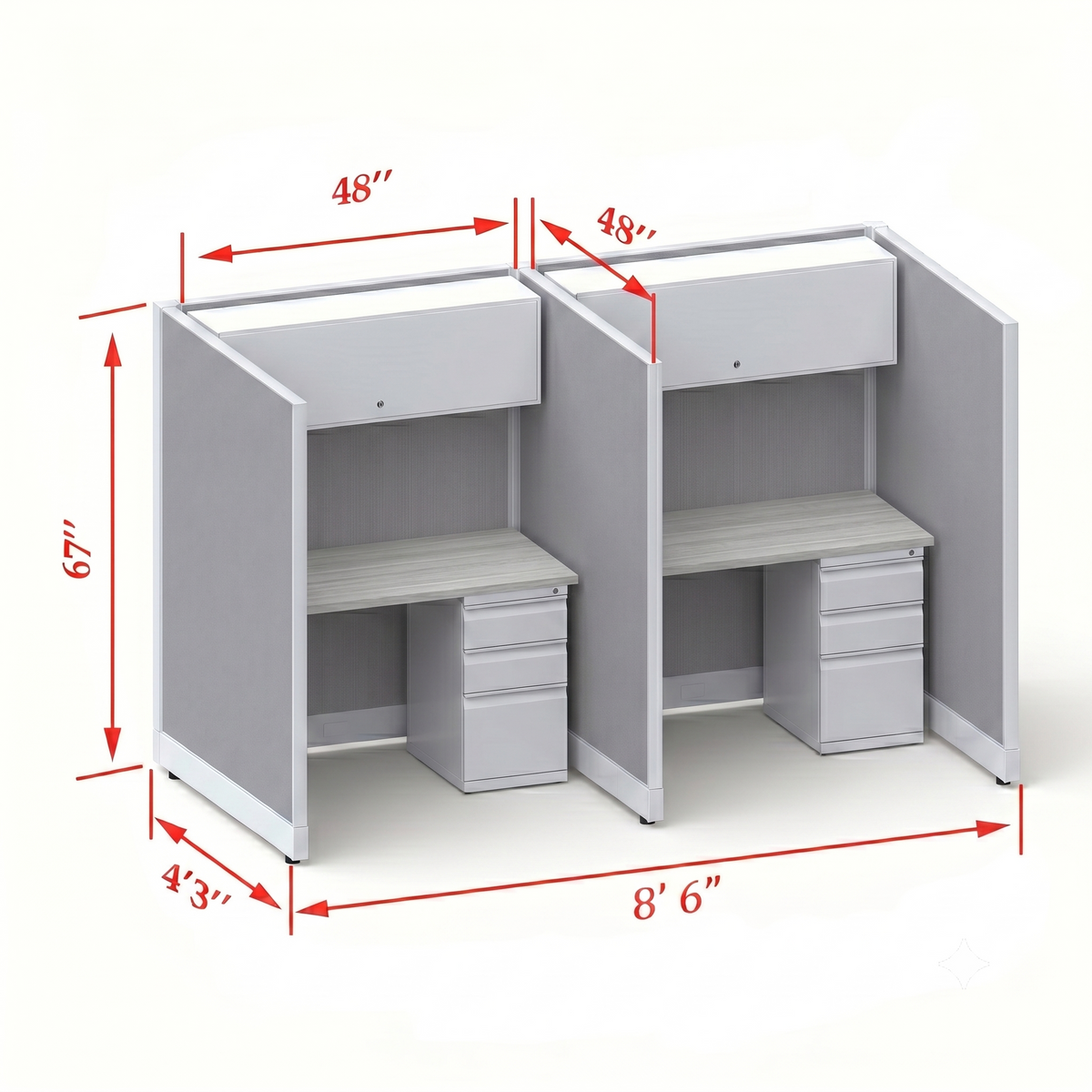 Cubicle Stations 67H 2pack Inline