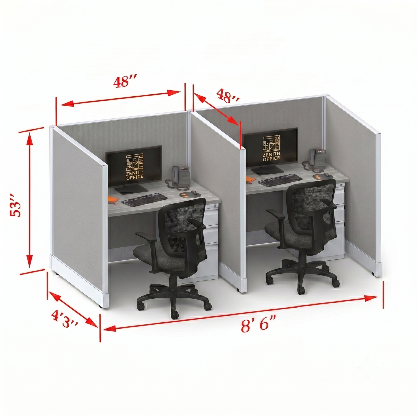 Office Cubicle Desk 53H 2pack Inline