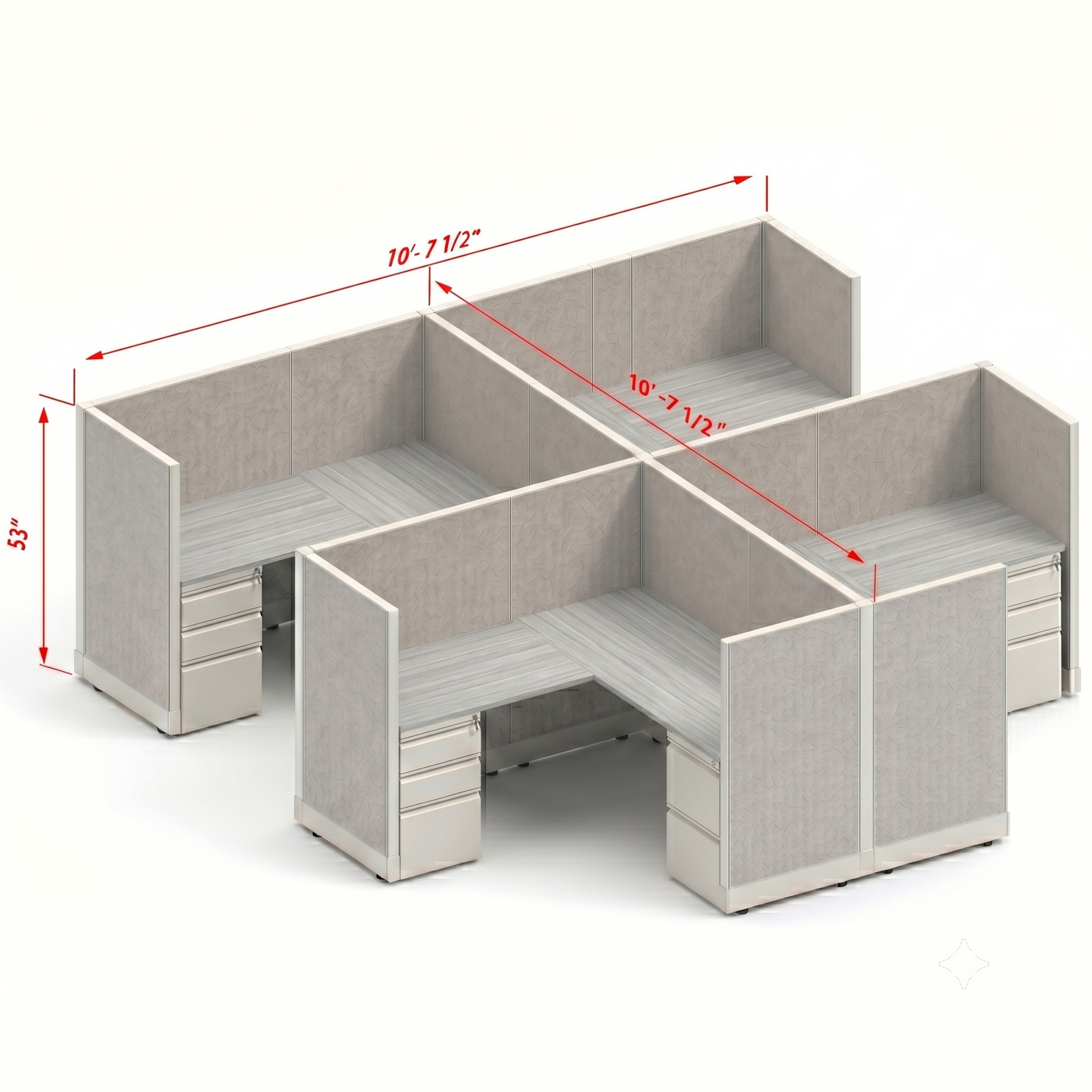 Workstation Desk 53H 4pack cluster