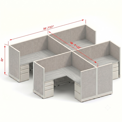 Workstation Desk 53H 4pack cluster