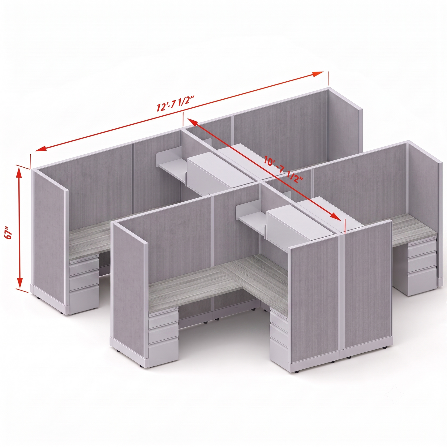 Workstation Desk 67H 4pack cluster
