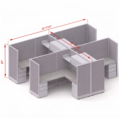 Workstation Desk 67H 4pack cluster