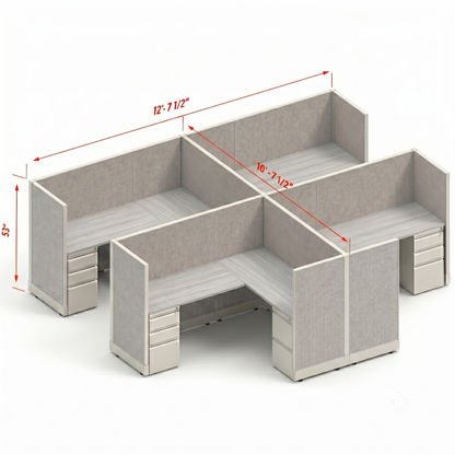 Workstation Desk 53H 4pack cluster