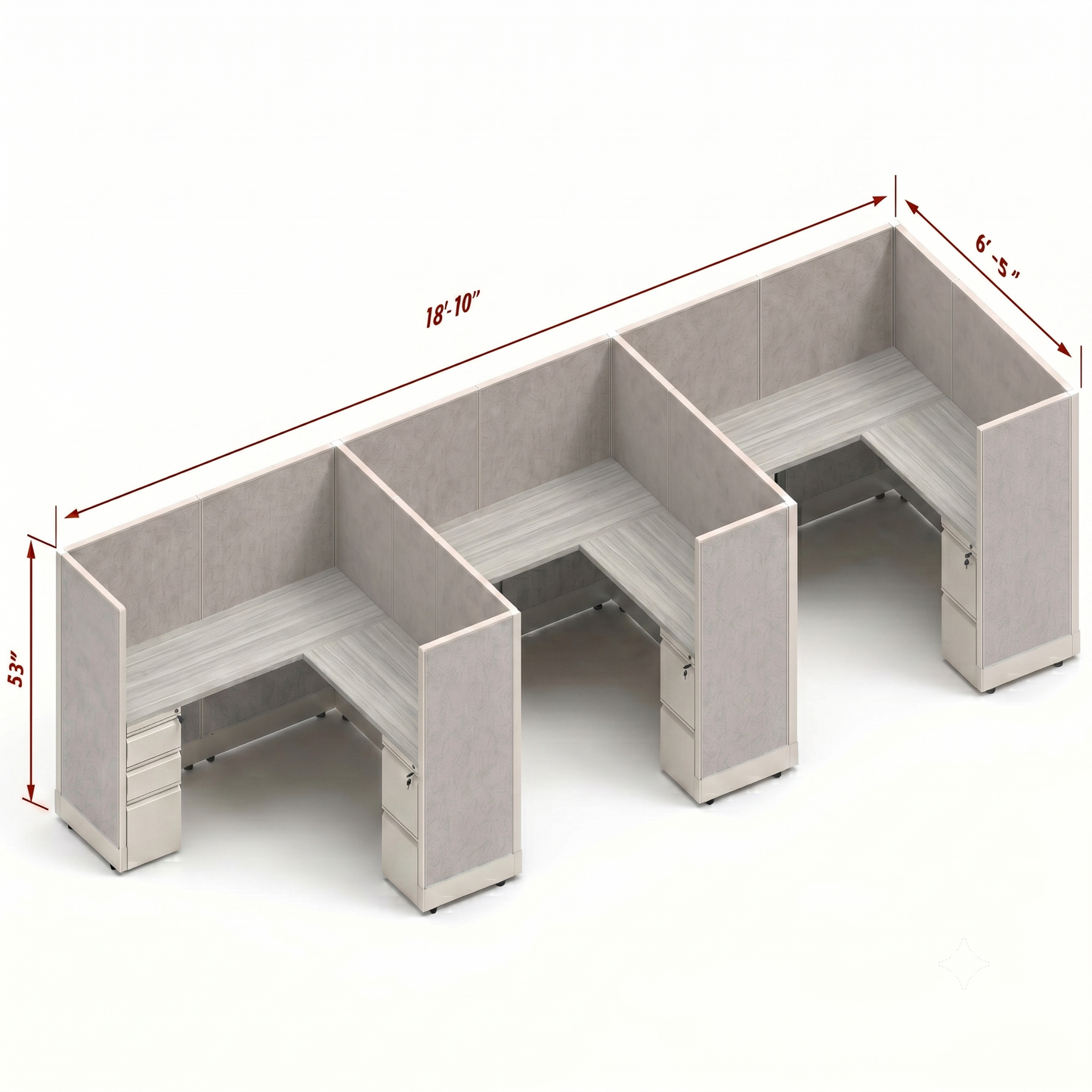 Workstation Desk 53H 3pack inline