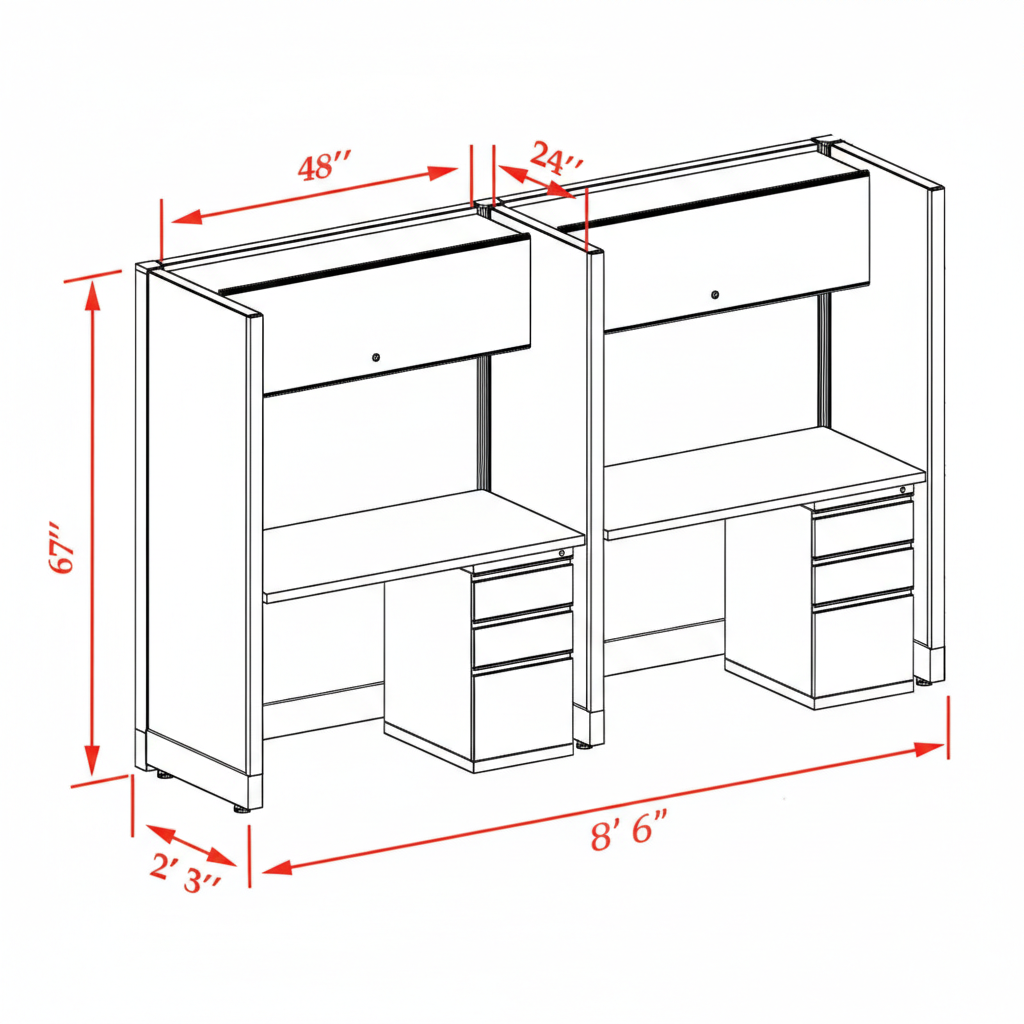 Cubicle Stations 67H 2pack Inline