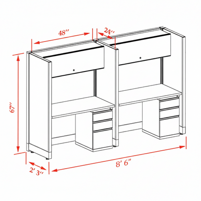 Cubicle Stations 67H 2pack Inline