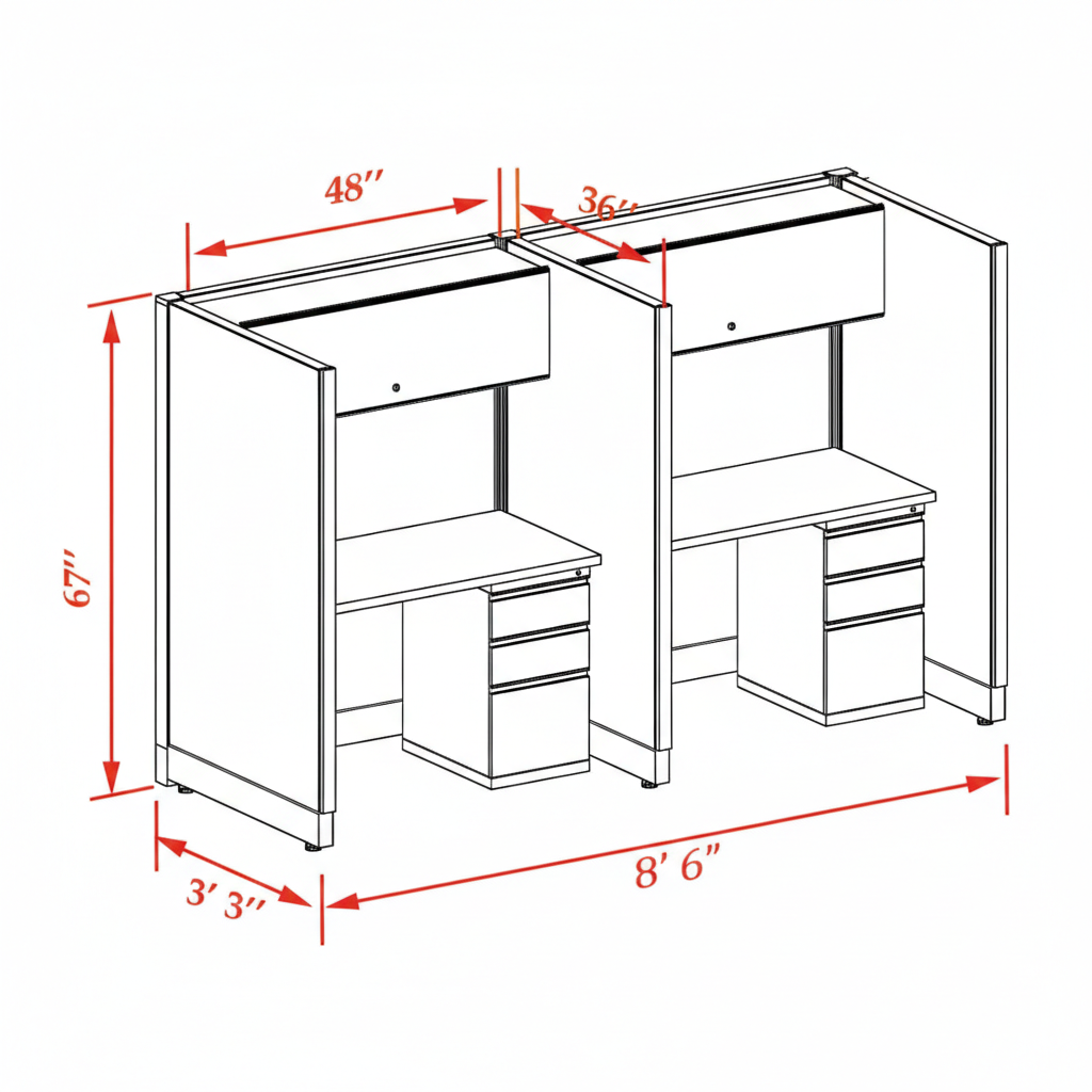 Cubicle Stations 67H 2pack Inline