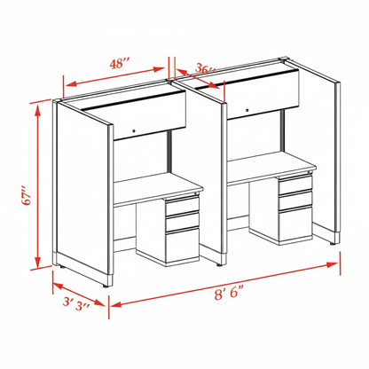 Cubicle Stations 67H 2pack Inline