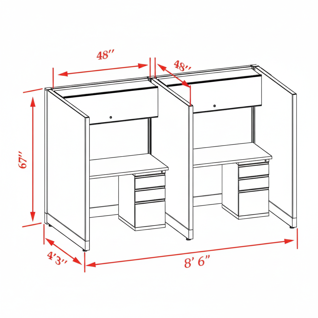 Cubicle Stations 67H 2pack Inline