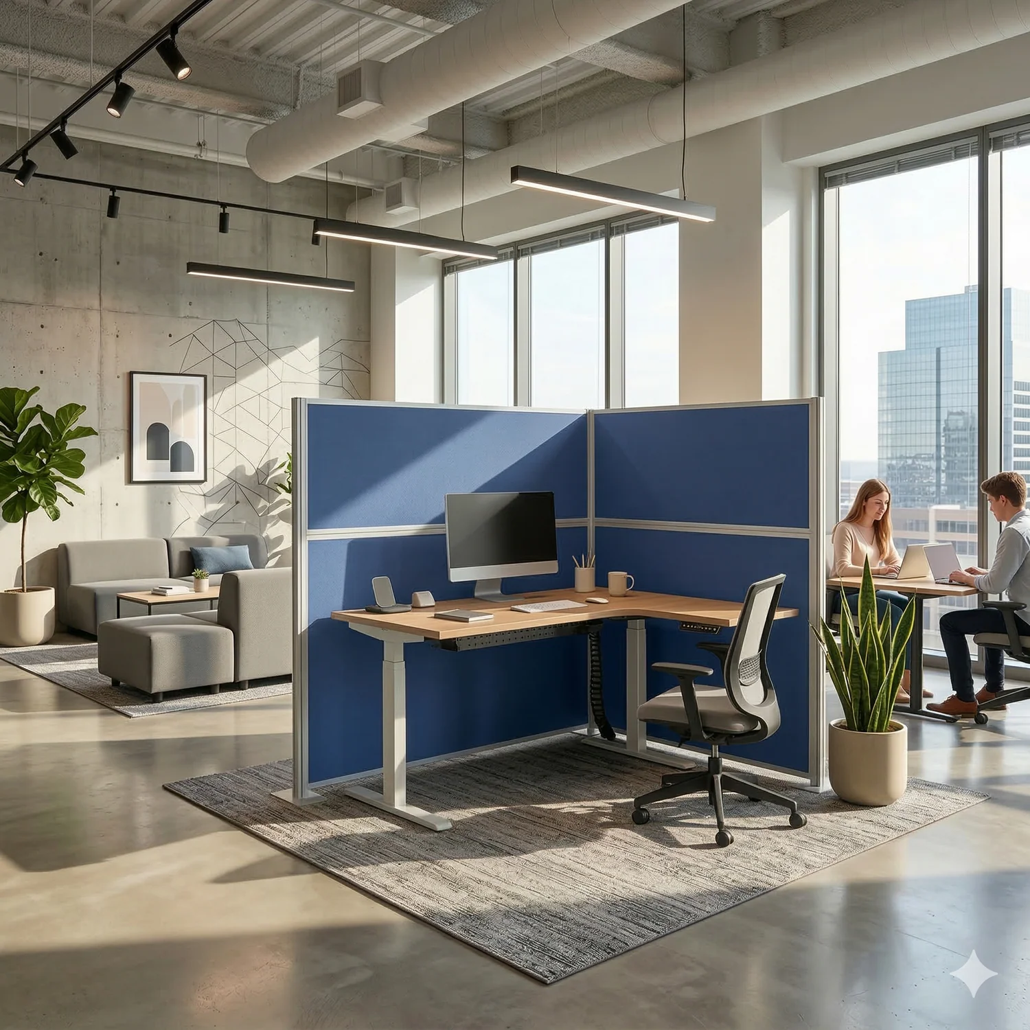 Modern office space with a desk