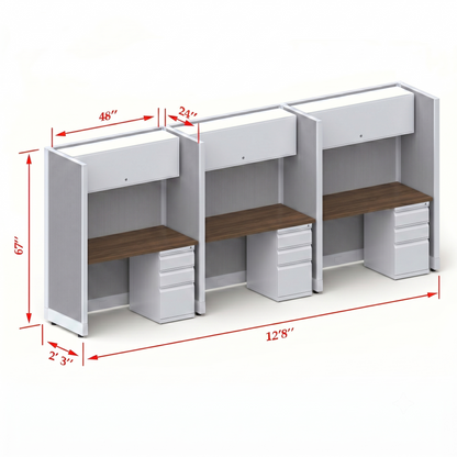 Cubicle Stations 67H 3pack Inline