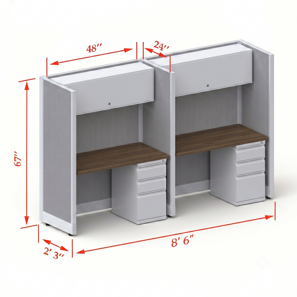 Cubicle Stations 67H 2pack Inline