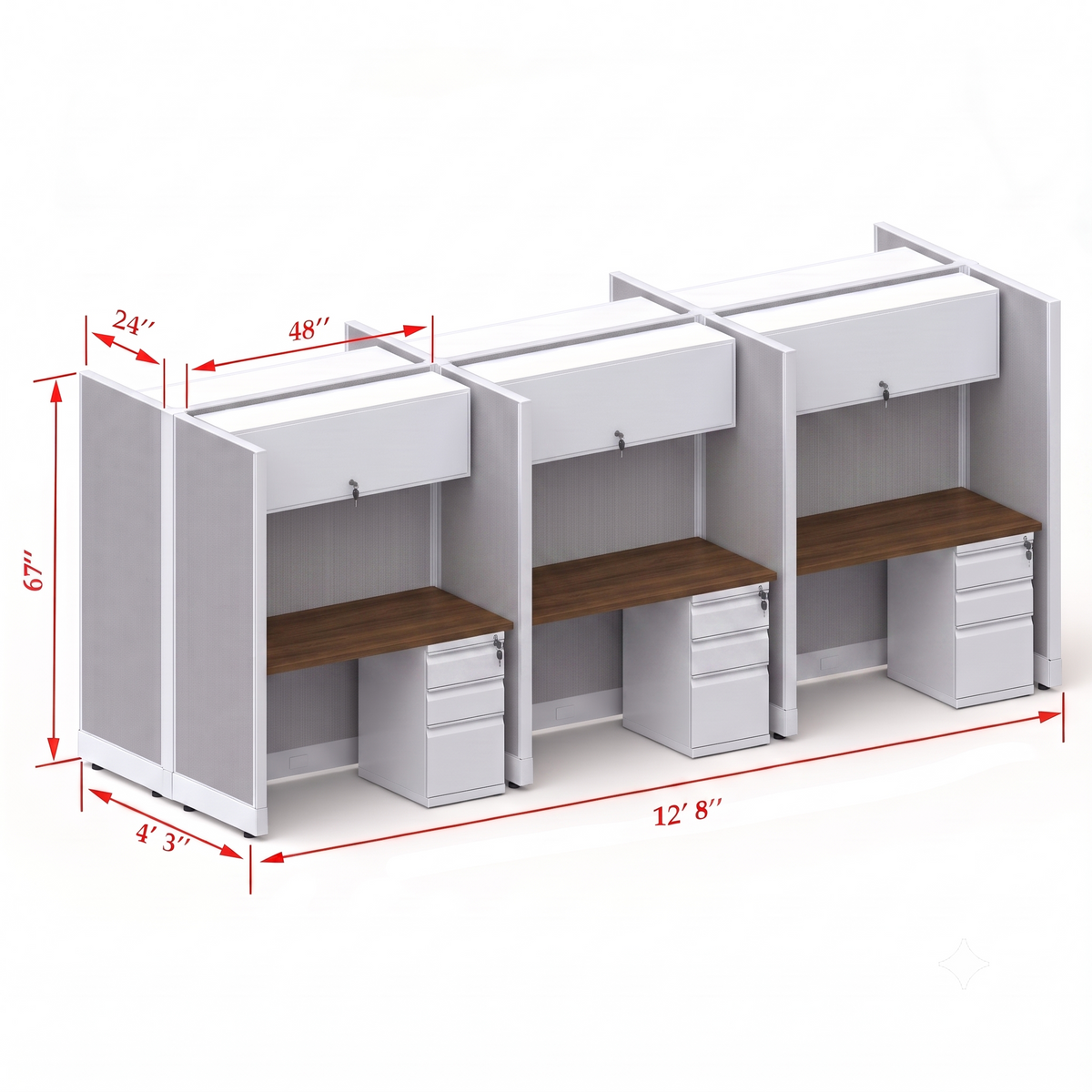 Cubicle Stations 67H 6pack Cluster