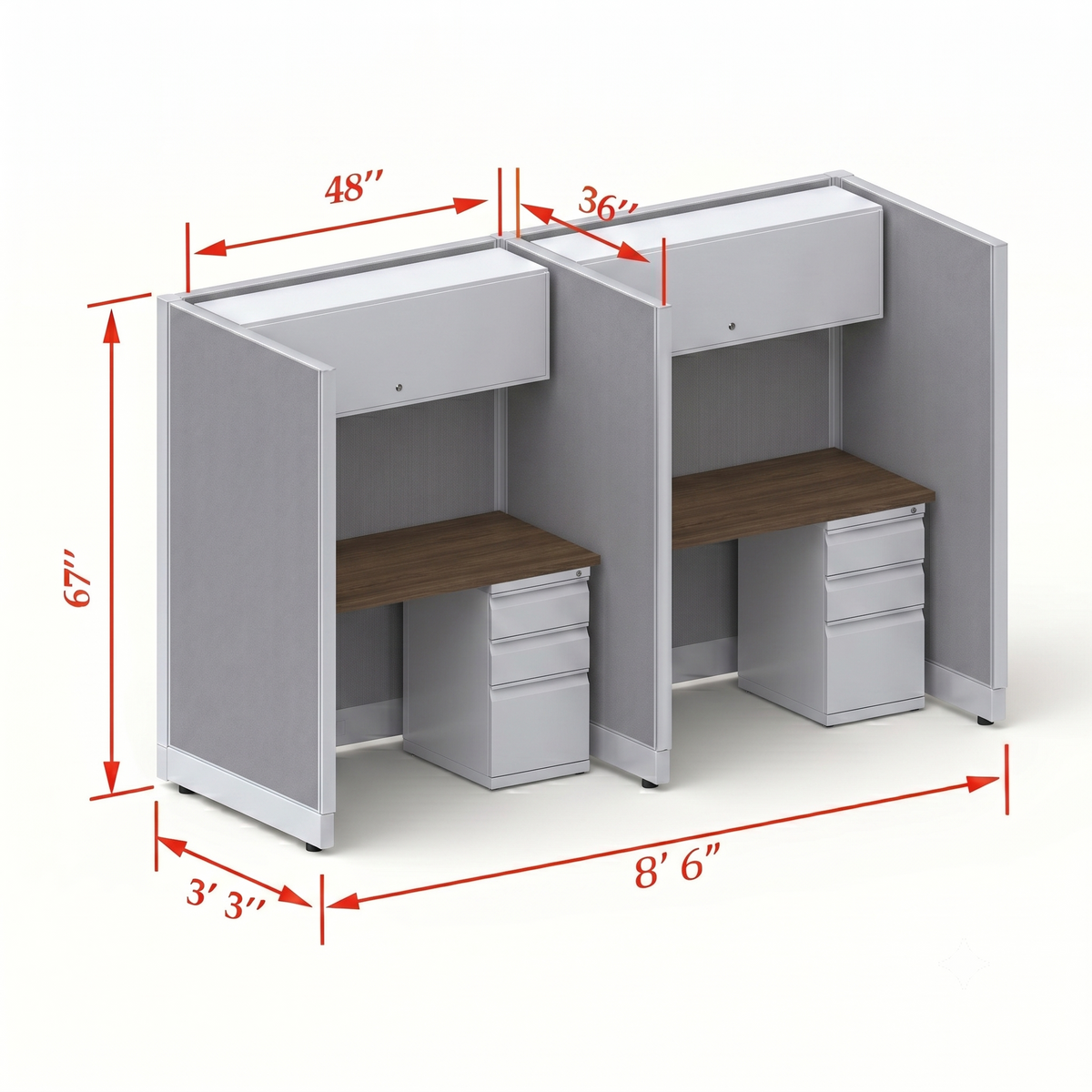 Cubicle Stations 67H 2pack Inline