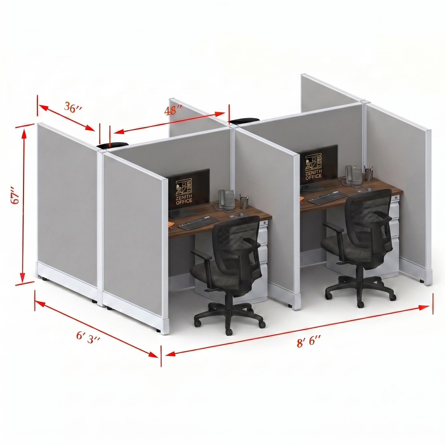 Office Cubicle Desk 53H 4pack Cluster
