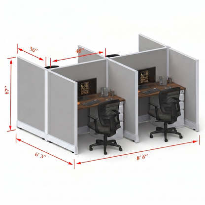 Office Cubicle Desk 53H 4pack Cluster