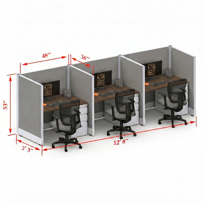 Office Cubicle Desk 53H 3pack Inline