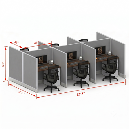 Office Cubicle Desk 53H 6pack Cluster