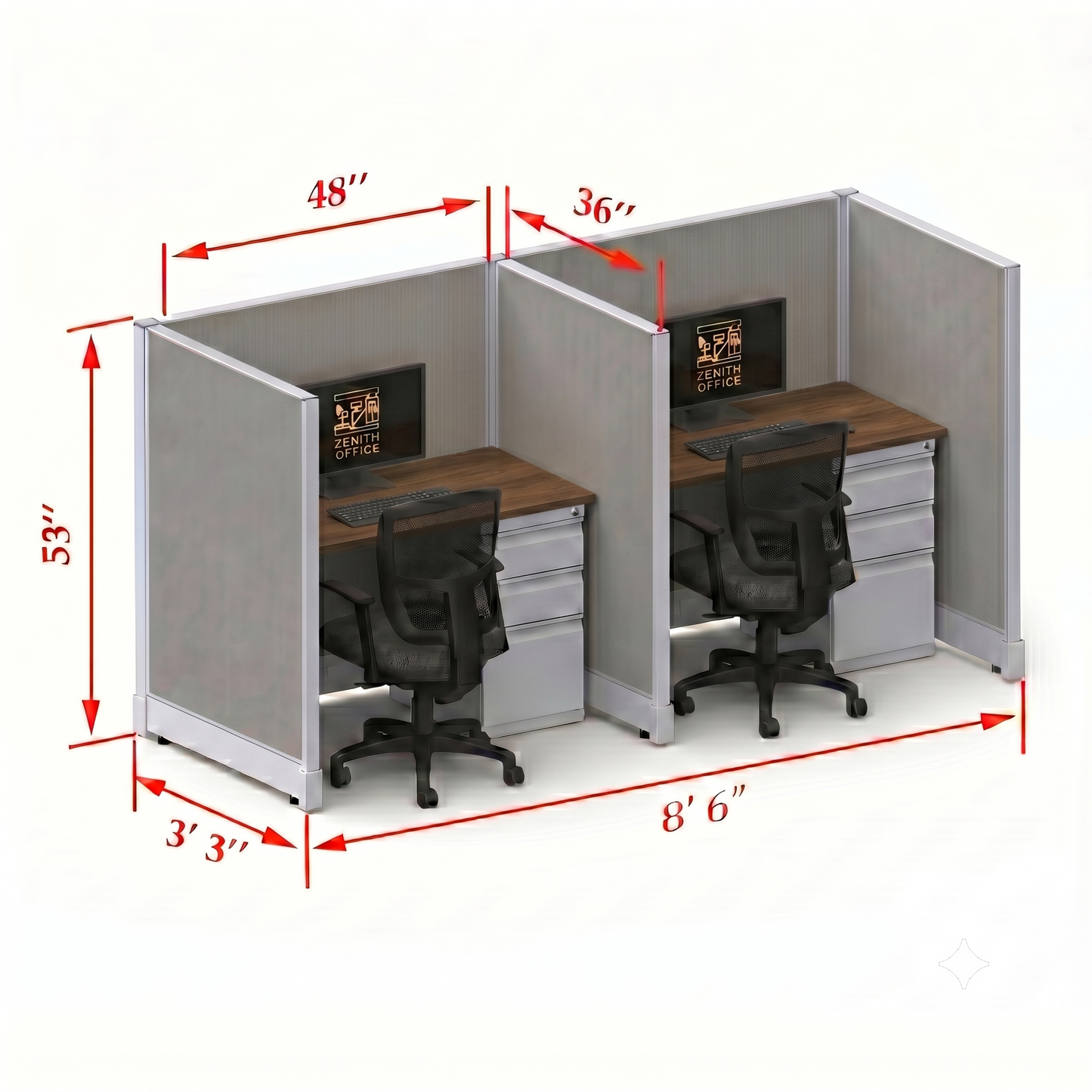 Office Cubicle Desk 53H 2pack Inline