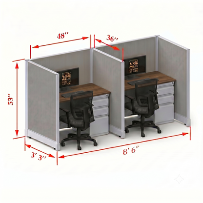 Office Cubicle Desk 53H 2pack Inline