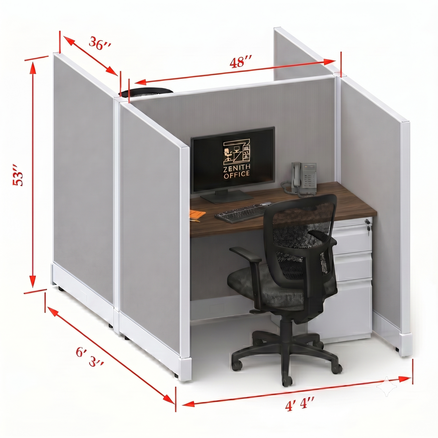 Office Cubicle Desk 53H 2pack Cluster