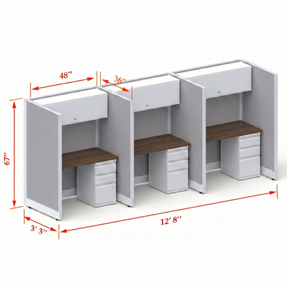 Cubicle Stations 67H 3pack Inline